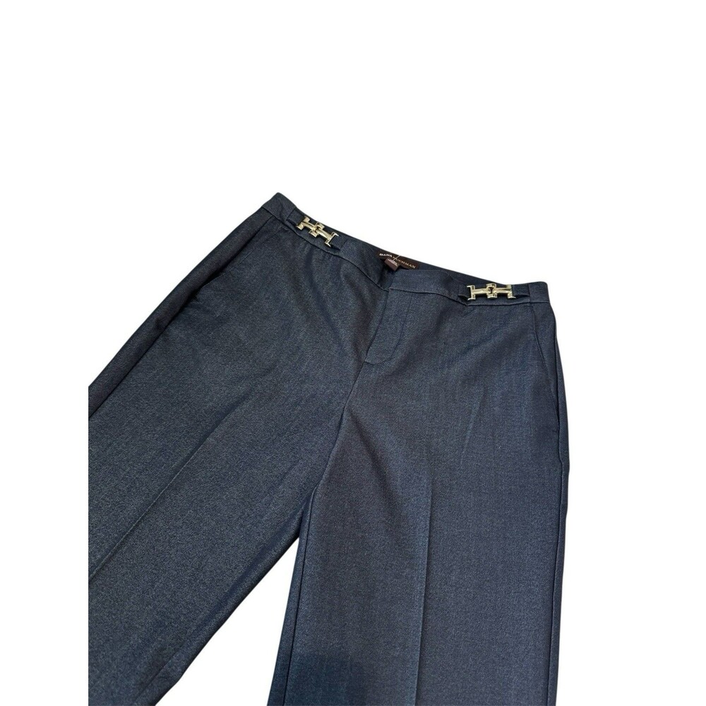 Dana Buchman Pants Size 2 Blue Trouser Metal Accents at Waist Straight Women's